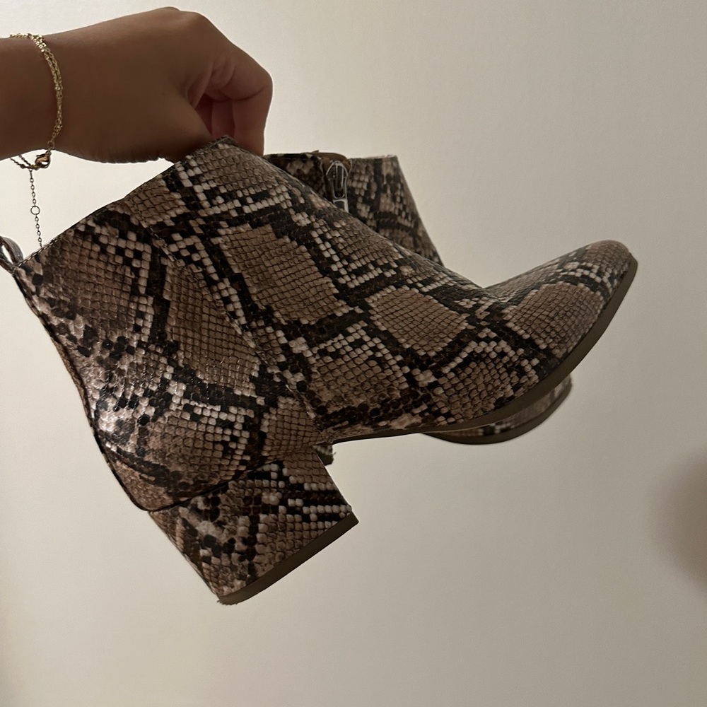 snakeskin booties (faux)